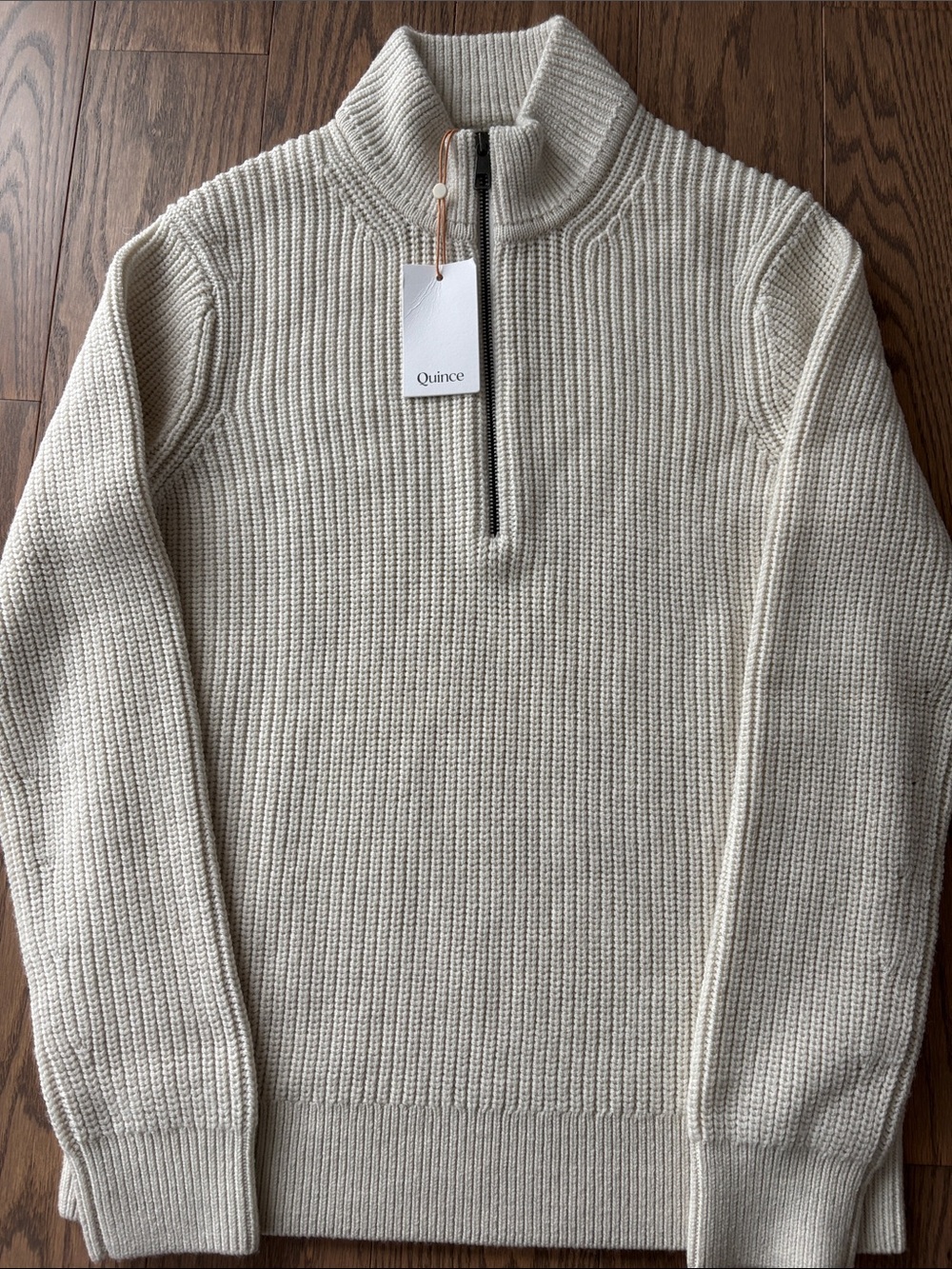 NWT Quince Australian Merino Wool Cream Half-Zip Sweater Size M - Picture 2 of 6